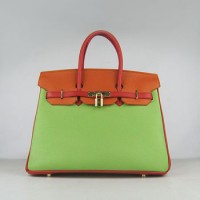 Hermes Birkin 35Cm Togo Leather Handbags Red/Orange/Green Gold